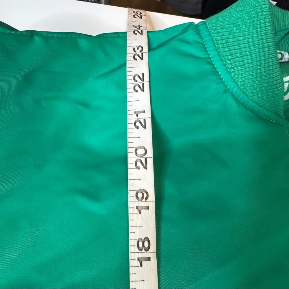 Miss Selfridge ruched sleeve bomber jacket bright green silver zipper size 4 - Picture 7 of 14